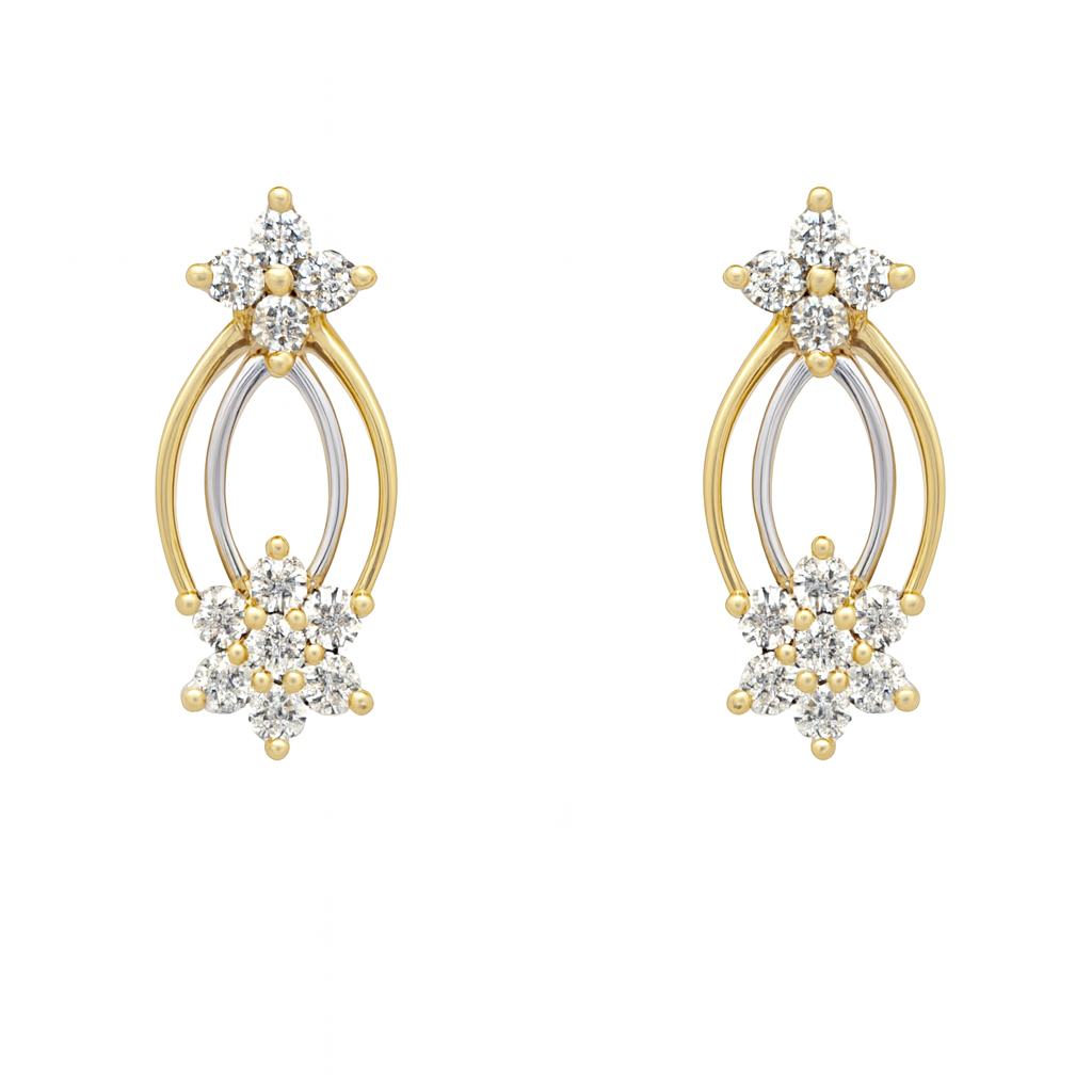 Beautiful 18 Kt Gold  Natural Diamond Earing